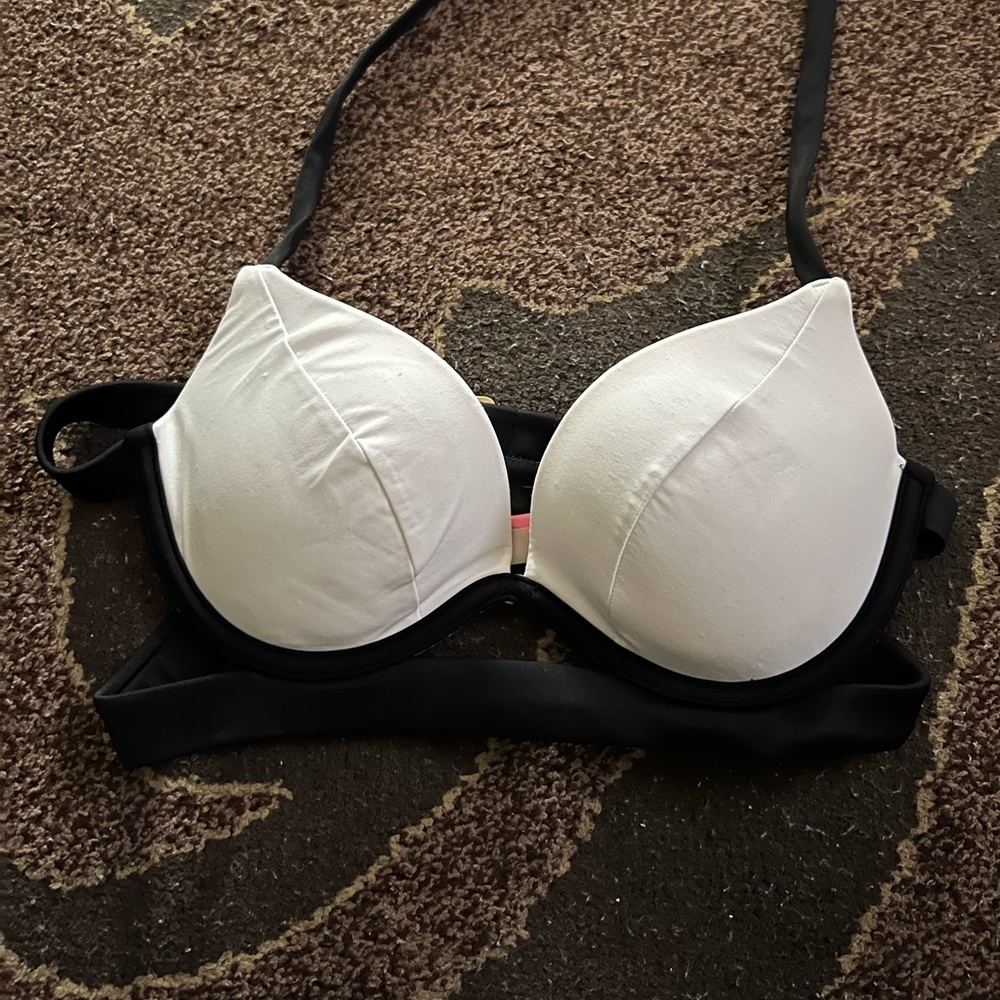 White & Black Victoria Secret Bathing Suit Top 34B